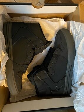 Supra Matte Black High-Top Skate Sneakers